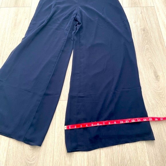 Chaus Mesh Palazzo Pants Stylish Fancy Dark Blue Navy - Picture 7 of 10